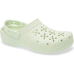 Crocs Jade Green Classic Floral Cutout Clog - Size 7 Women’s / 5 Men’s